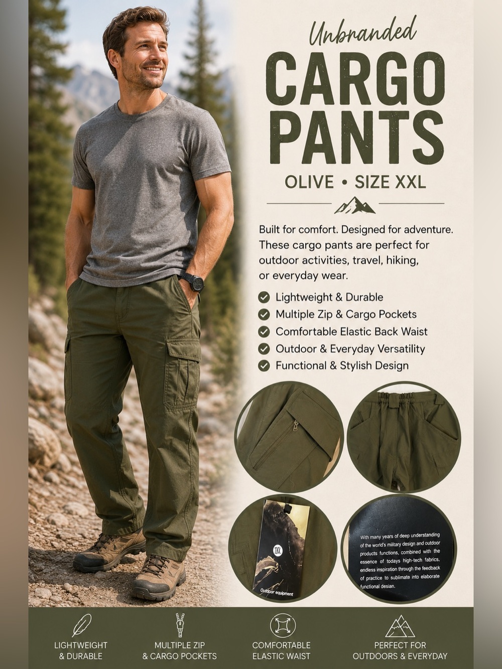 Cargo Pants Olive Size XXL